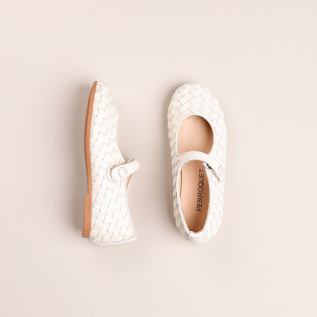 Round front mary jane - Real basketweave | Ivory