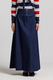 Buckle Denim Skirt - Blue