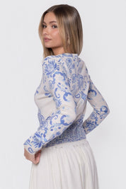 Gabrielle Cardigan (Blue Pattern)