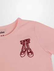 3/4 Sleeve Emblem T-shirt - Light Pink