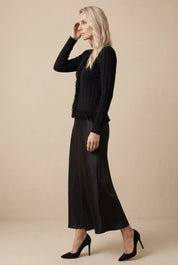 KNIT FRINGE SET-BLACK