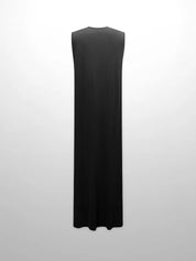Basic T-Shirt Slip Dress-Black