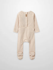 Oatmeal Grid Stretchy - Blue
