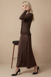 KNIT FRINGE SET-BROWN