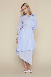 Malta Dress in Blue Pinstripe