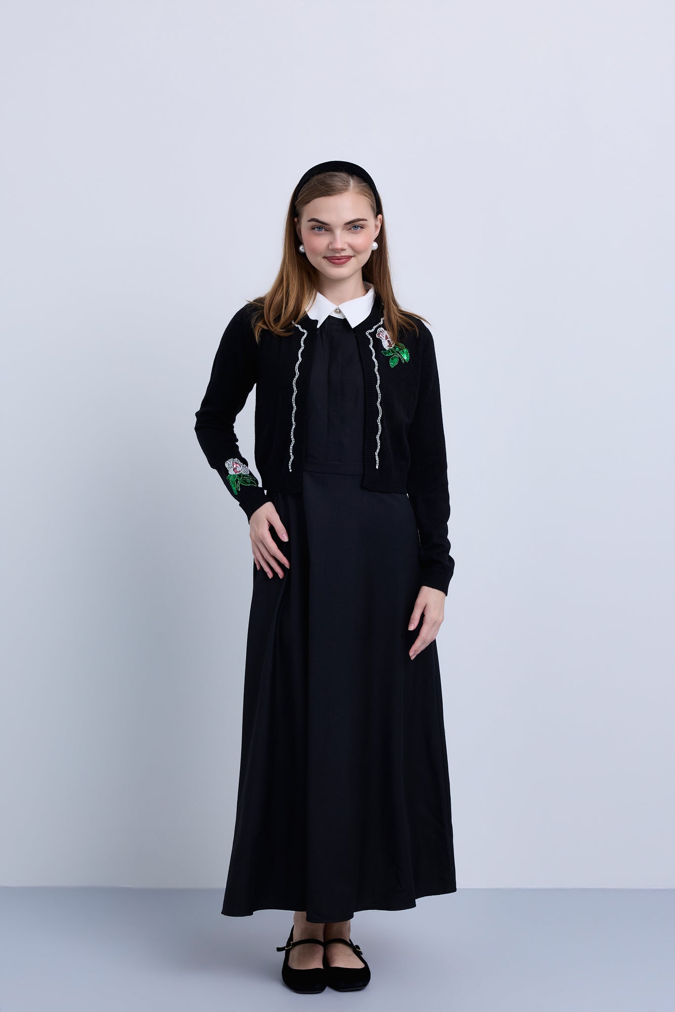 Collared Sleeveless Knit Midi Dress
