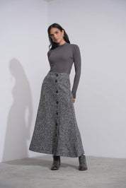 Pattern Button Skirt