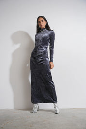 Velour Maxi Zipper Dress