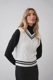 Cable Knit Striped Vest