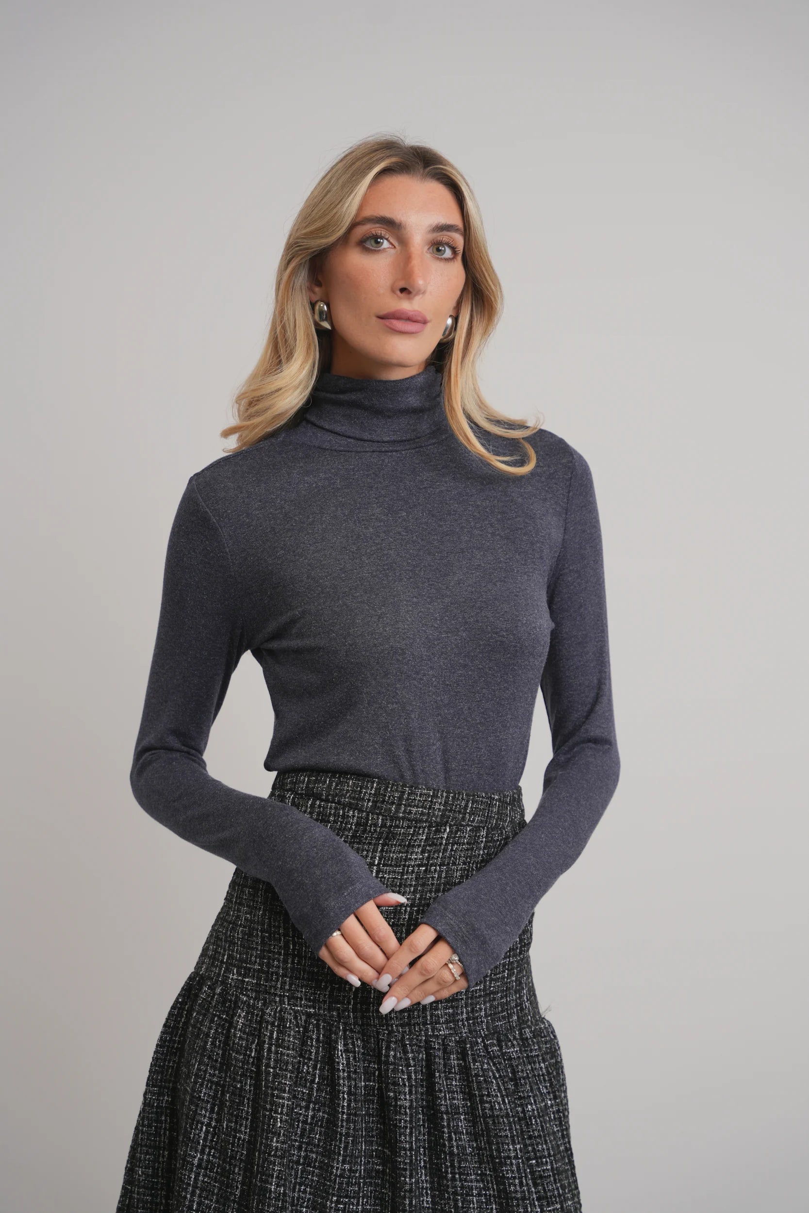 Metallic Ribbed Turtleneck