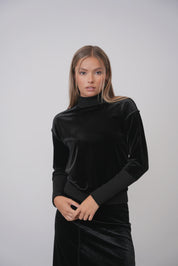 Velour Mock Neck Top