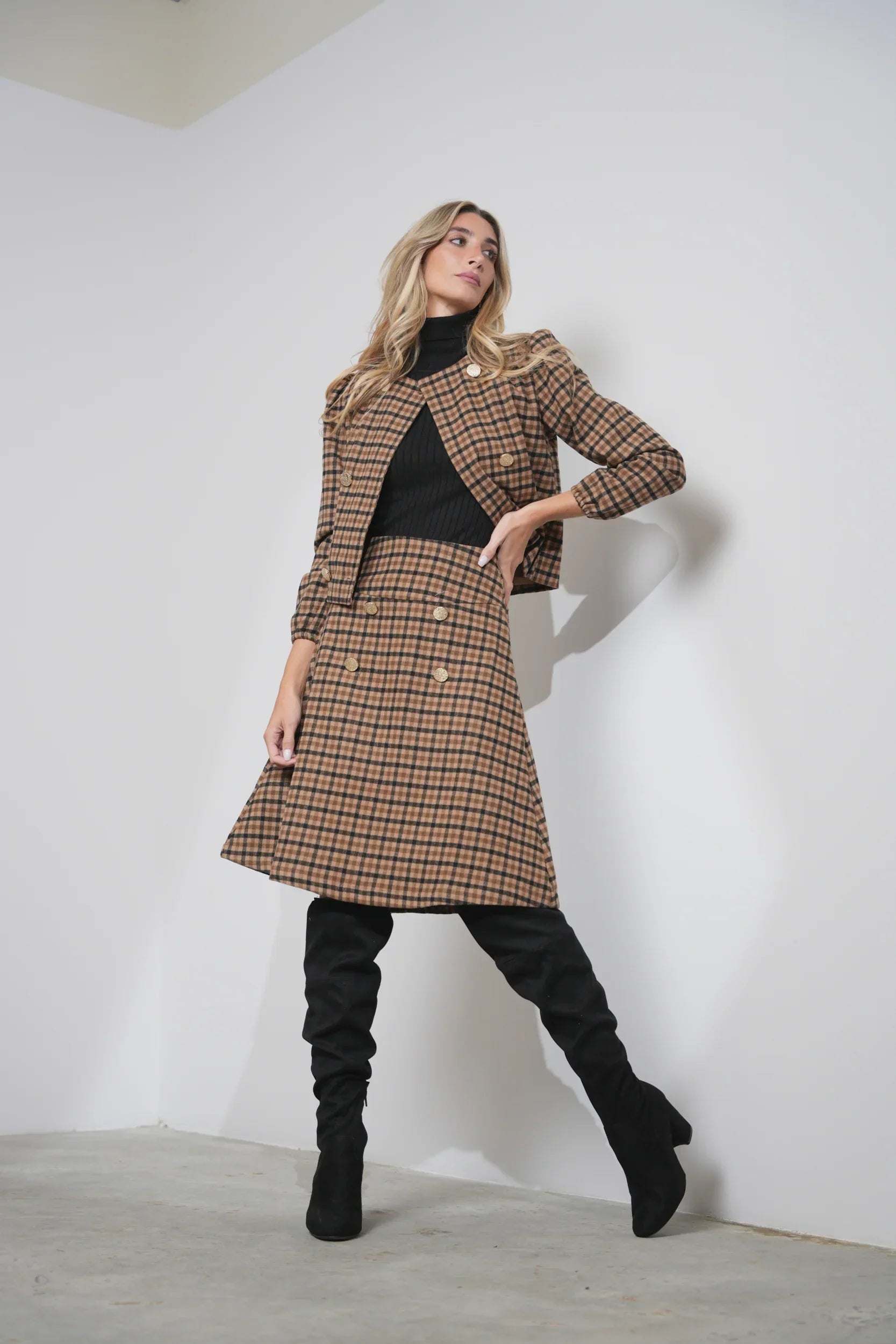 Tweed Plaid Skirt