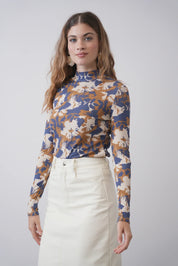 Mock Neck Print Top