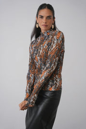 Mock Neck Print Top