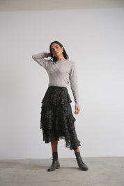 Print Ruffle Skirt