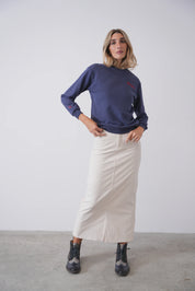 Corduroy Straight Midi Skirt