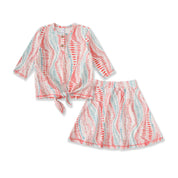 Abstract Print Top and Skirt 134