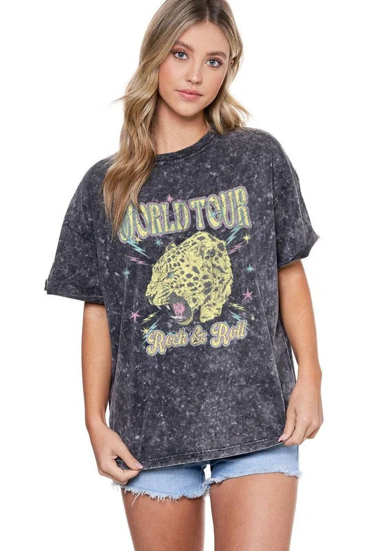 World Tour Leopard Boyfriend Tshirt