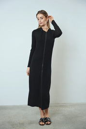 Soft Rib Maxi Zipper Dress