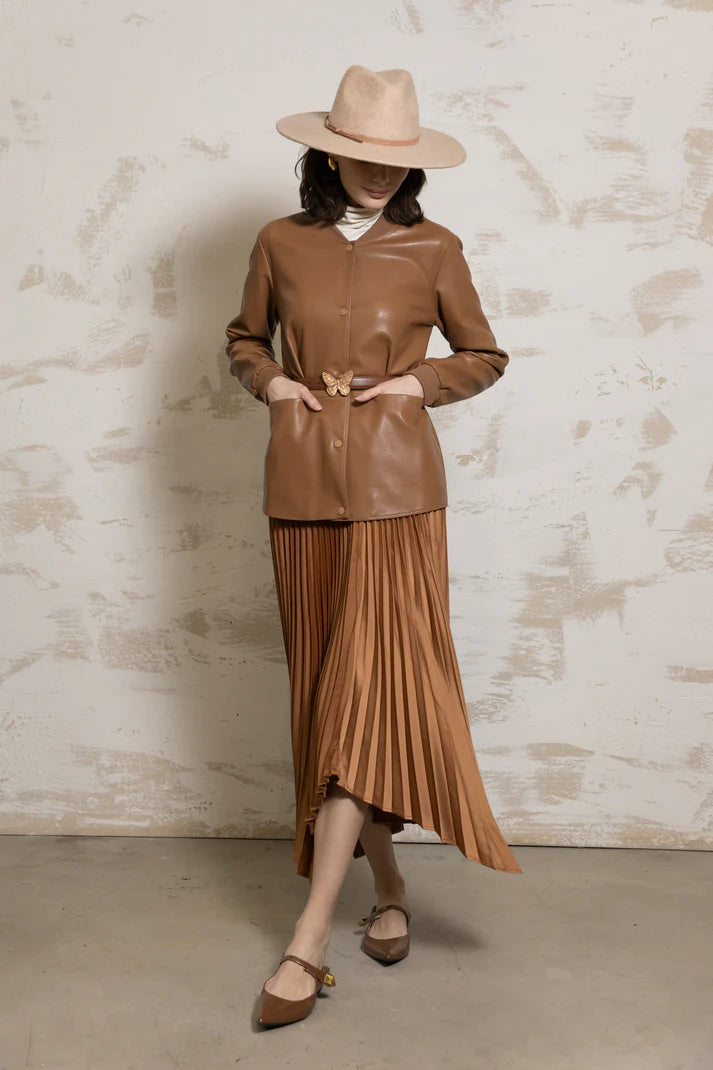 Arrow Pleated Skirt - Copper