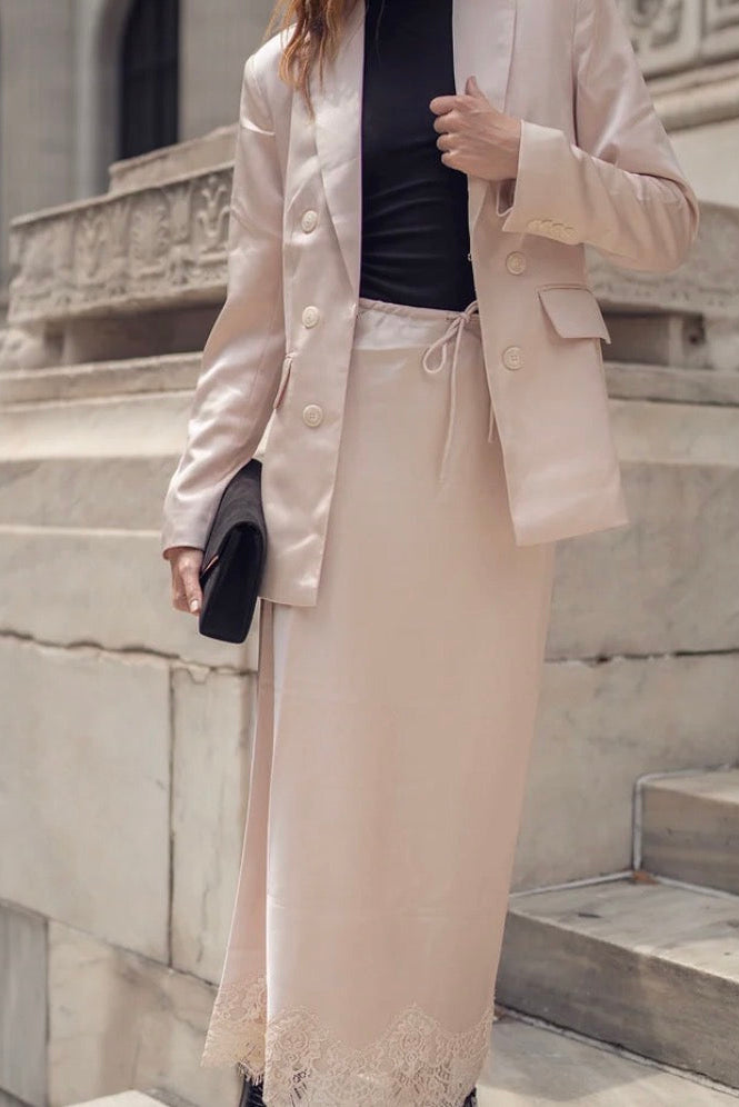 Silk Skirt with Lace Hem