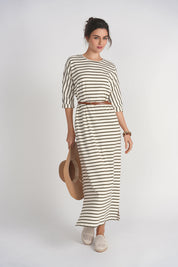 Raglan Sleeve T-shirt Dress- Stripes