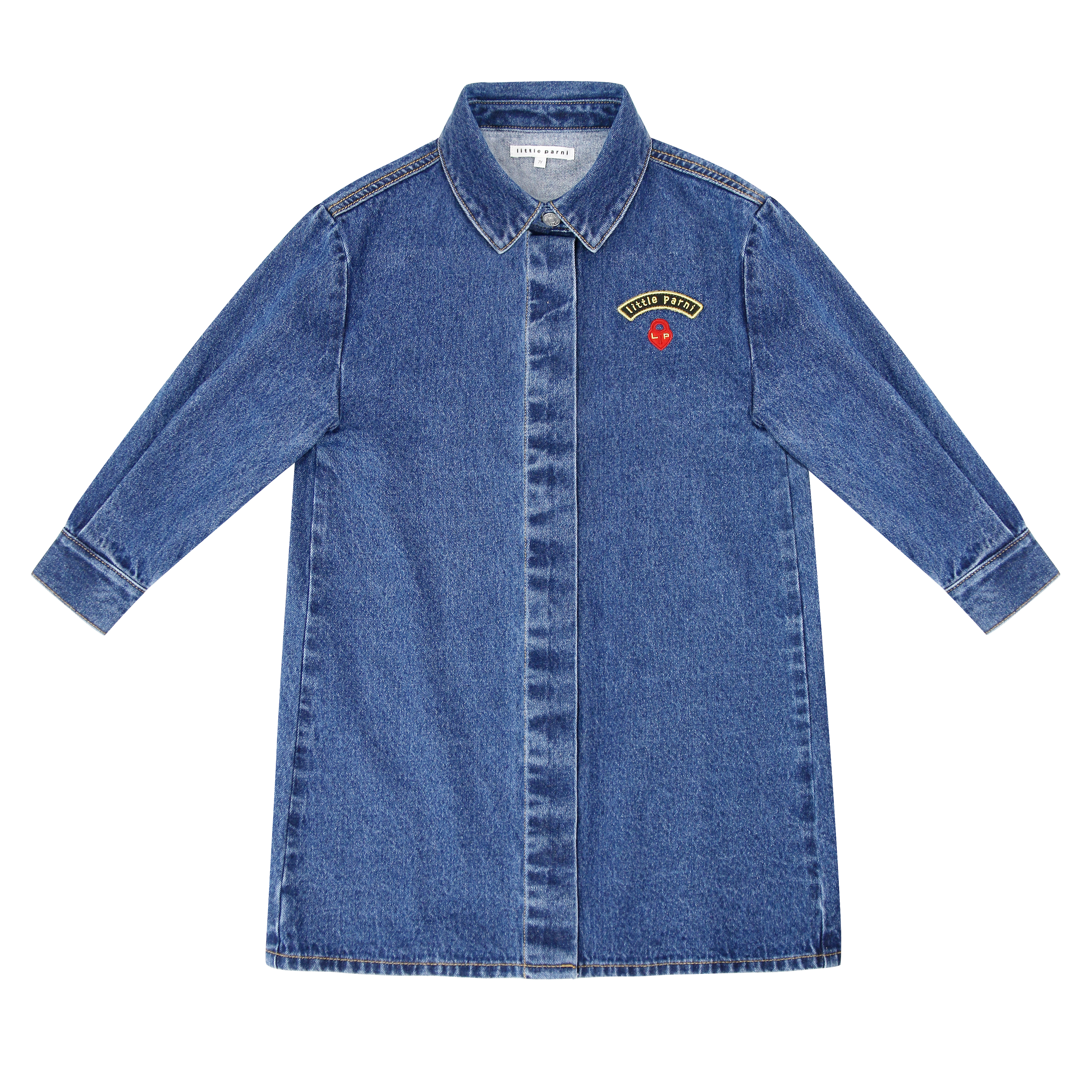 Heart Patch Denim Shirt Dress