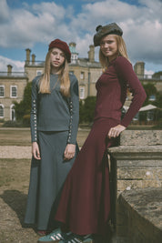 Button Sleeve Top with Matching Skirt