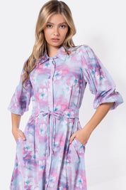 Alice Dress Short Sleeve (Raspberry/Blue)