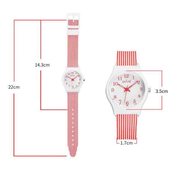 Ovvel Girls Analog Watch for kids - Red & White Stripes