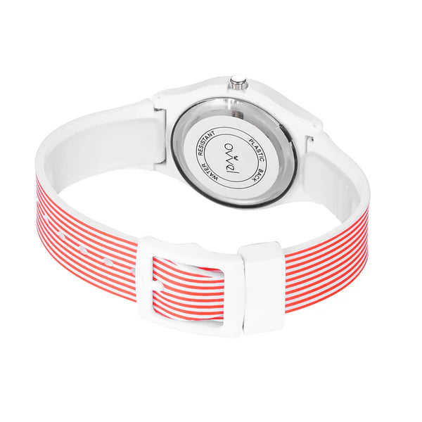 Ovvel Girls Analog Watch for kids - Red & White Stripes