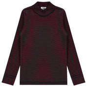 Striped Ribbed Mock Neck