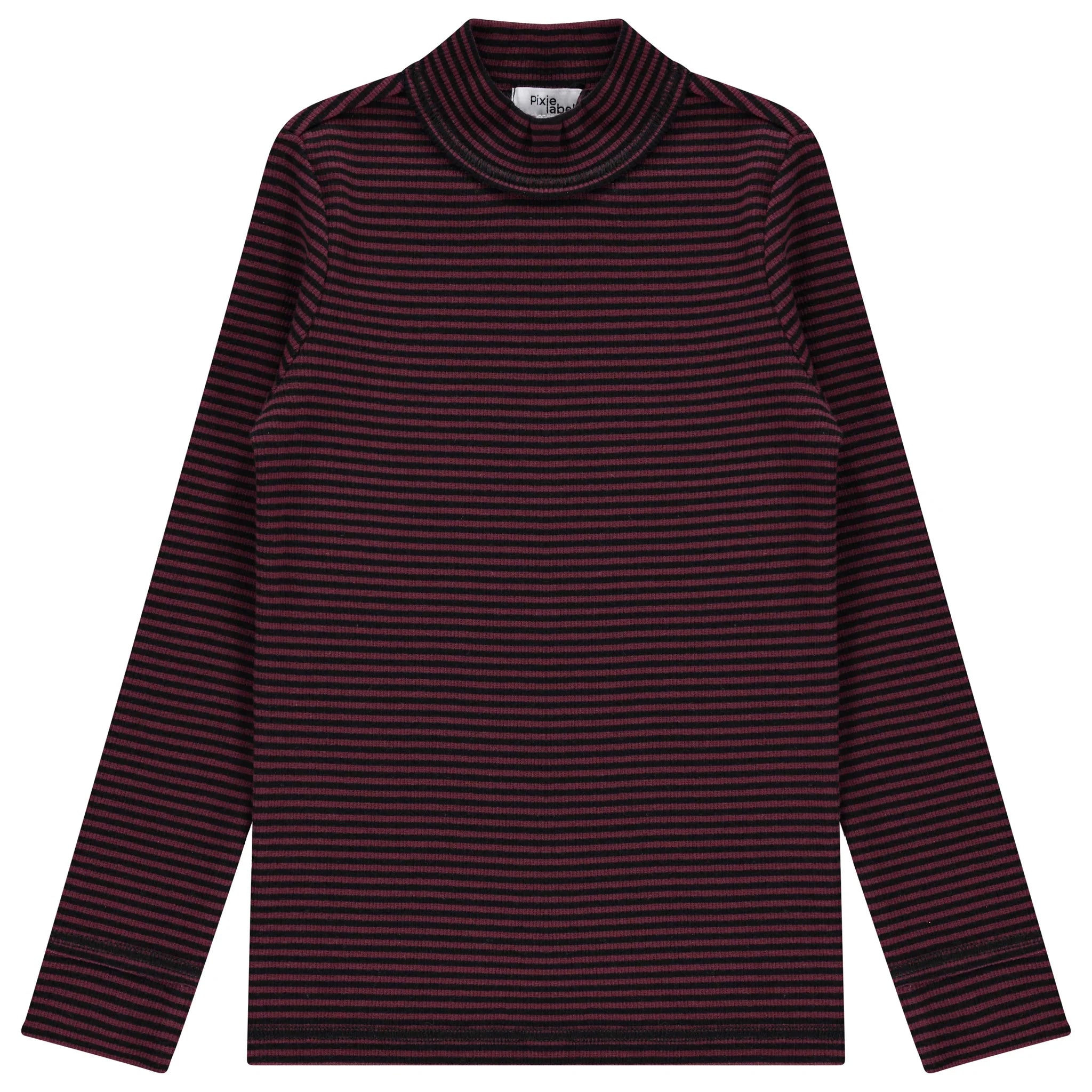 Striped Ribbed Mock Neck