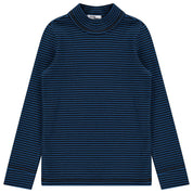 Striped Ribbed Mock Neck