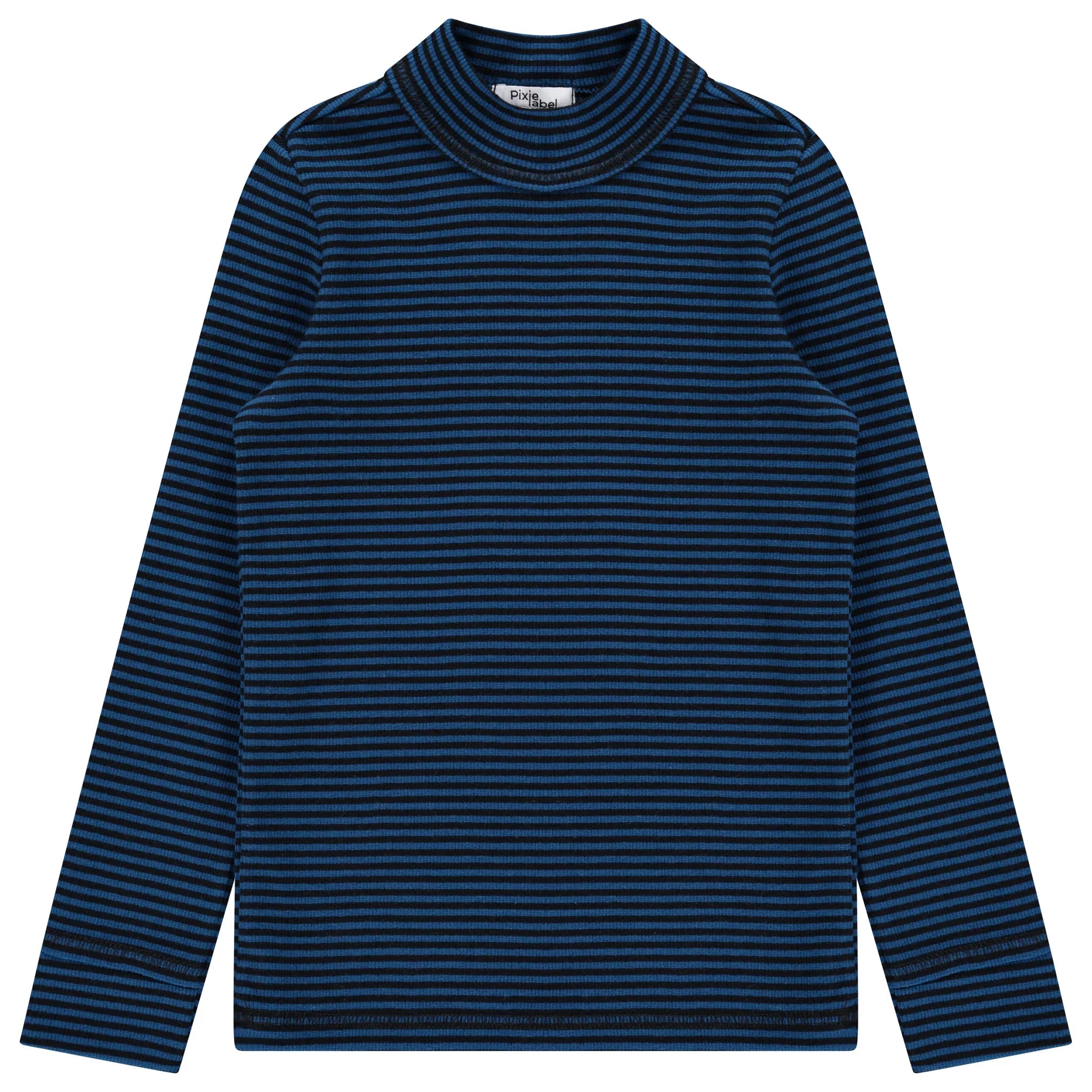 Striped Ribbed Mock Neck