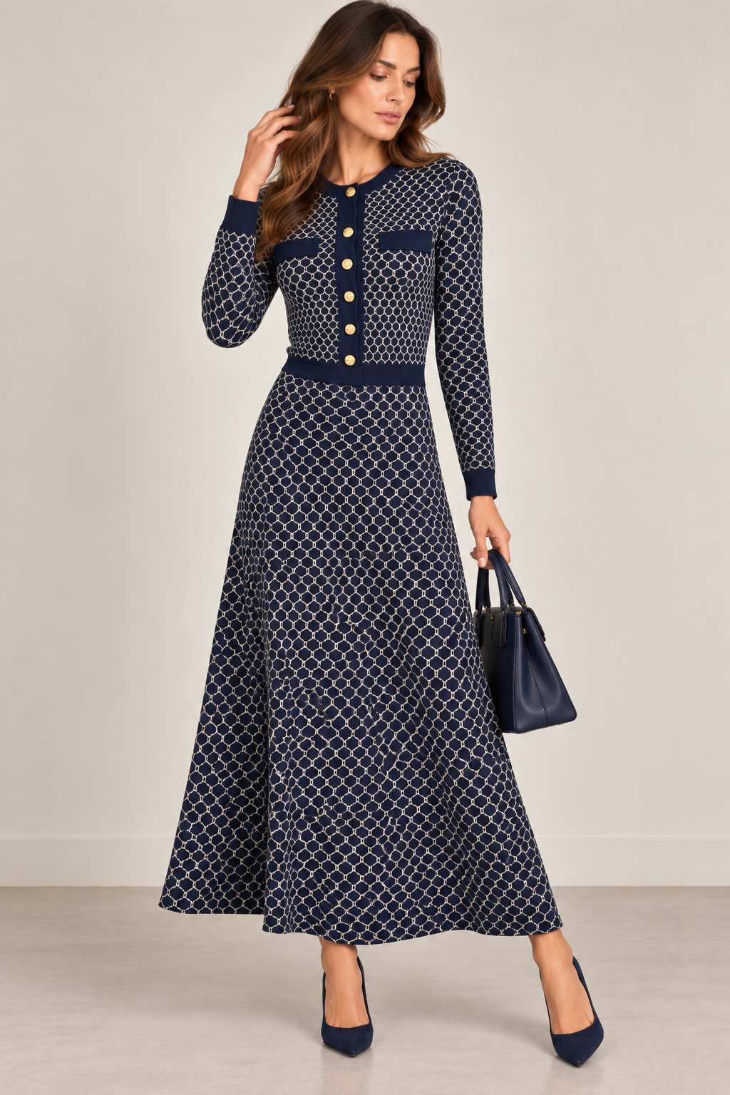 KNIT HONEYCOMB DRESS (D4)