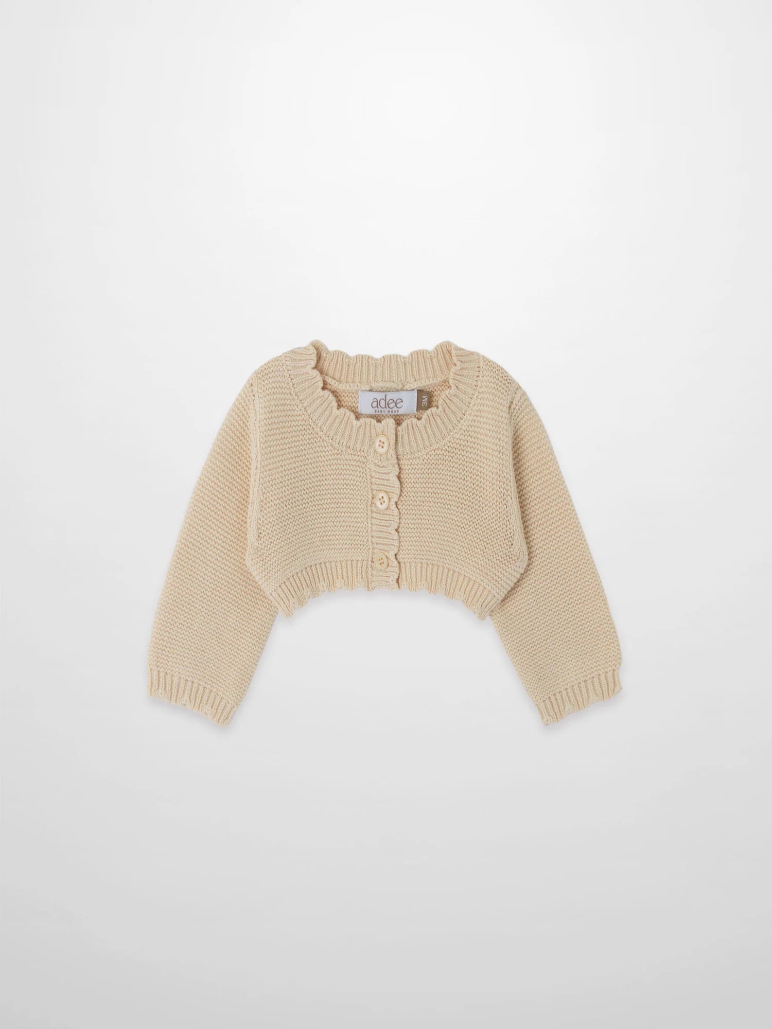 Cropped Cardigan with Lace - Ivory