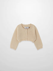 Cropped Cardigan with Lace - Ivory