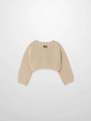 Cropped Cardigan with Lace - Ivory