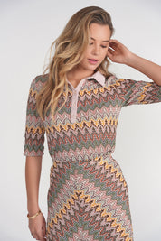 Crochet Polo Top- Chevron