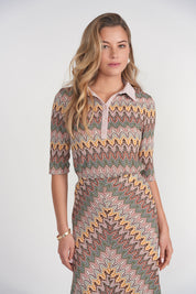 Crochet Polo Top- Chevron
