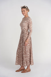 Paneled Slip Skirt Maxi- Mocha Floral
