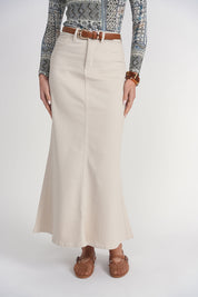 Mermaid Denim Maxi Skirt- Stone