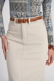 Mermaid Denim Maxi Skirt- Stone