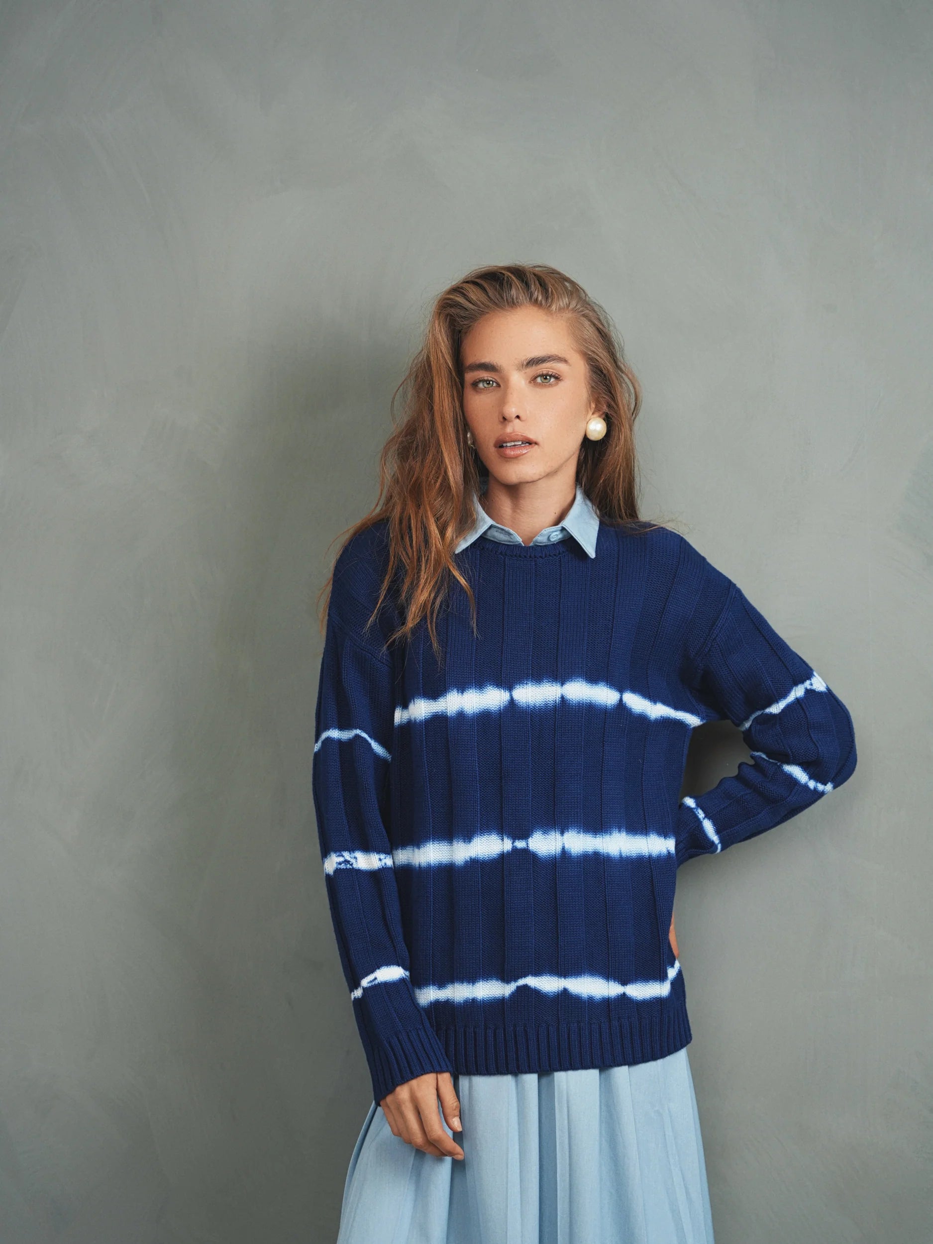 Tie-Dye Cable Knit Sweater
