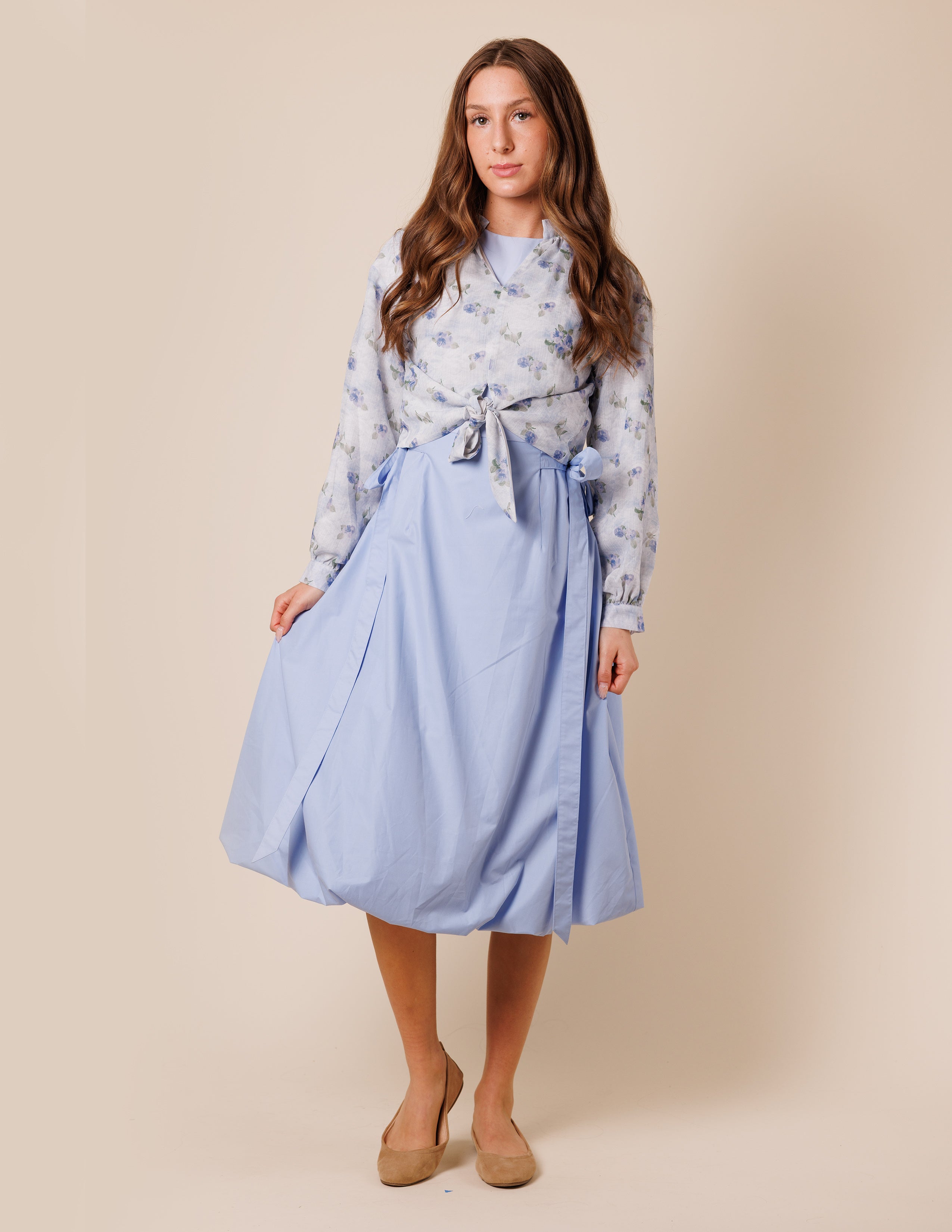 jumper with bubble skirt and side ties 12524us