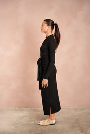 Soft Rib Ruched Collar Dress