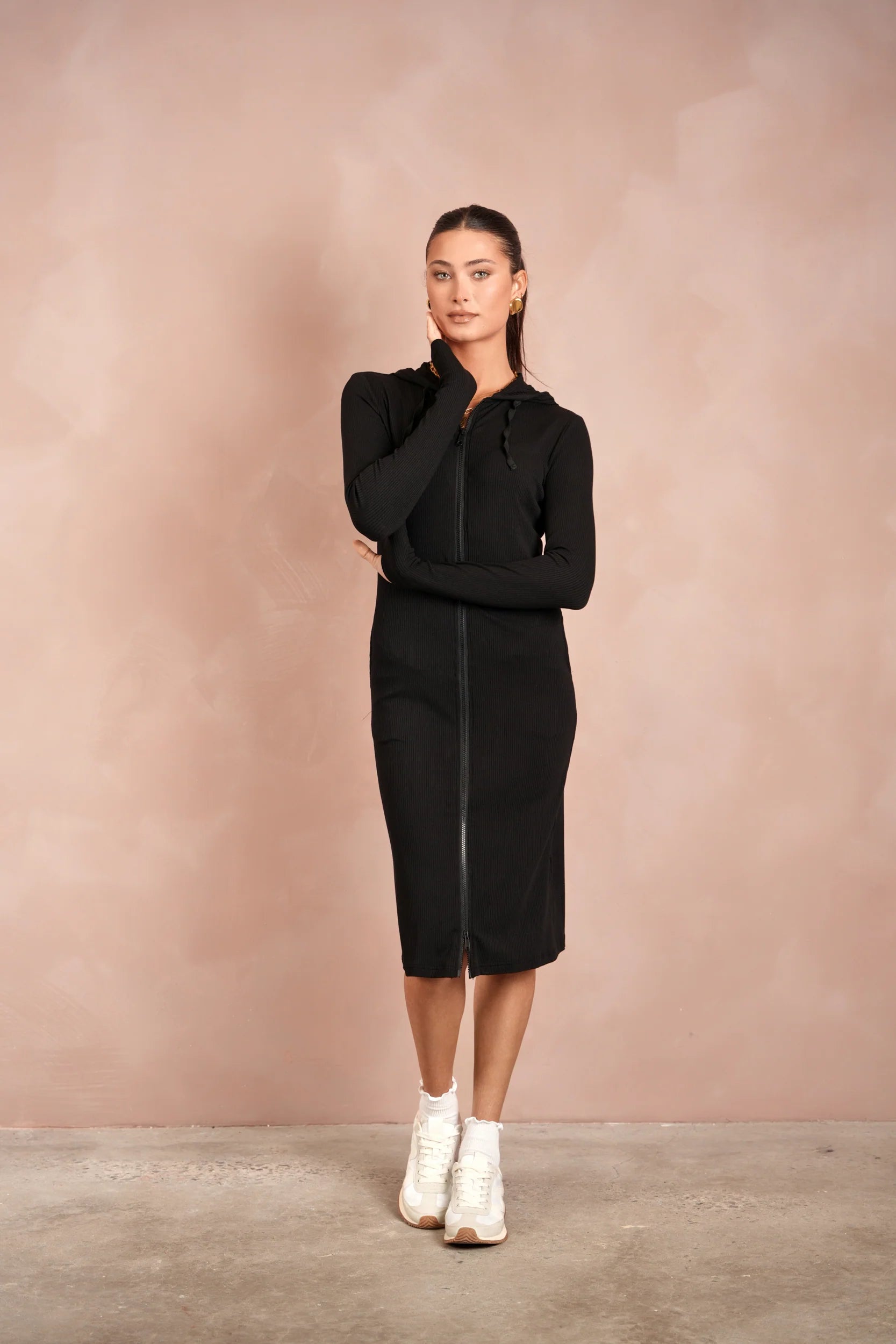 Soft Rib Zipper Dress
