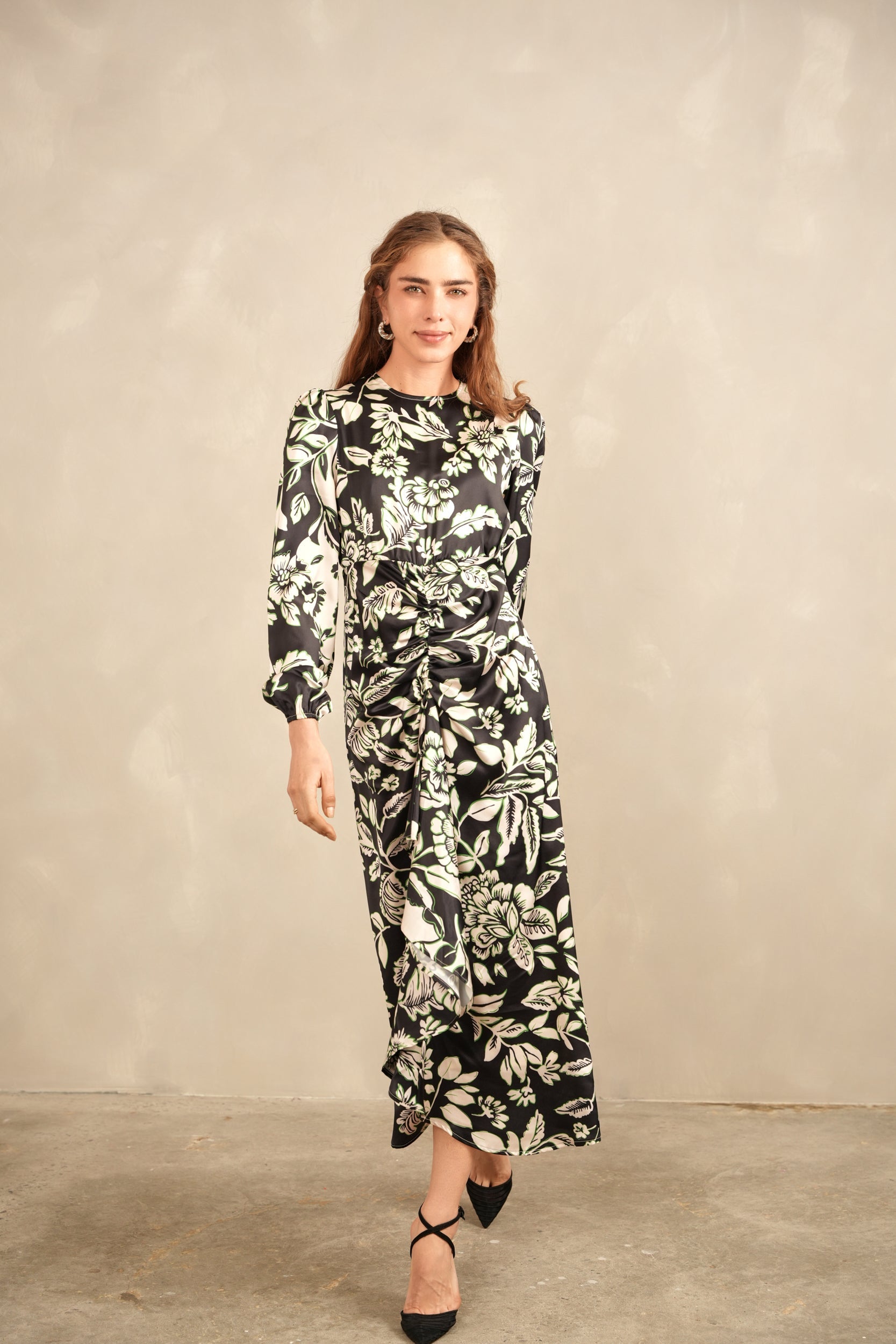 Ruched Ruffle Dress