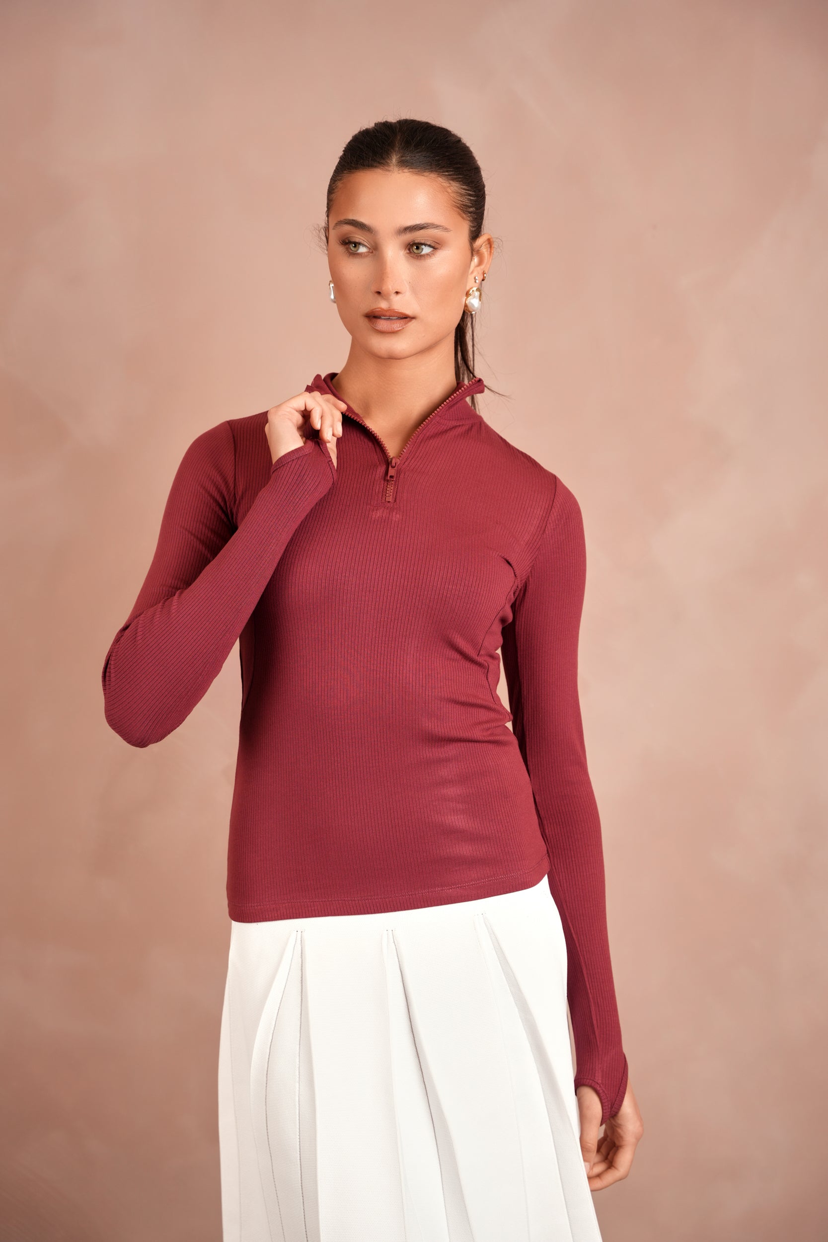 High Neck Zipper Top